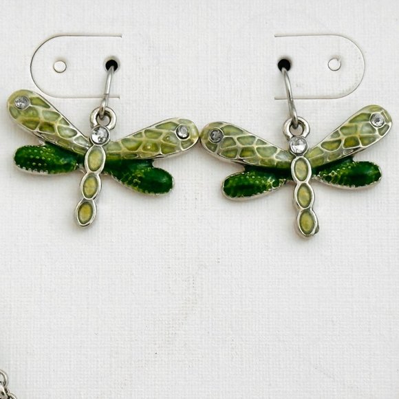 Liz Claiborne Enameled Dragonfly Neckace/Earrings Set - NOS - Picture 3 of 12